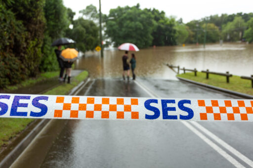 Windsor, Australia March 22, 2021; SES Tape Across A Flooded Road In Windsor